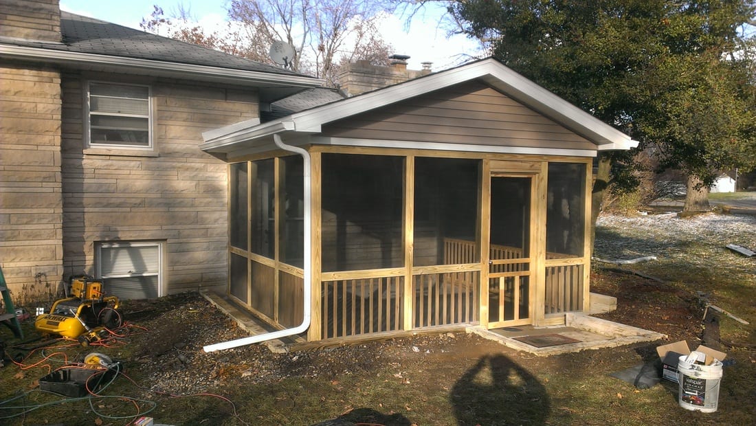 Screened in deck construction project